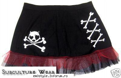 death kitty skull and three crossbones frilly mini skirt.... :wink2: haine emo!